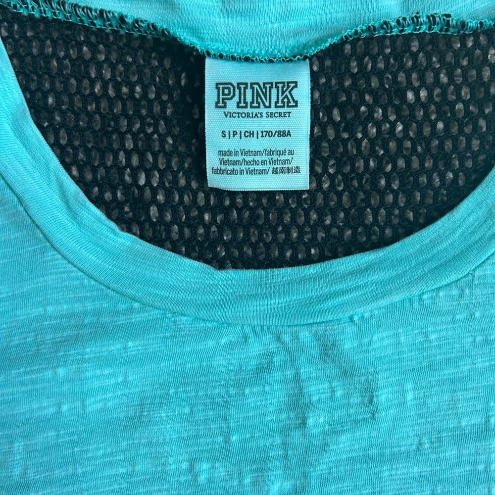 PINK by Victoria’s Secret Aqua and black t-shirt size small NWOT - Picture 3 of 7